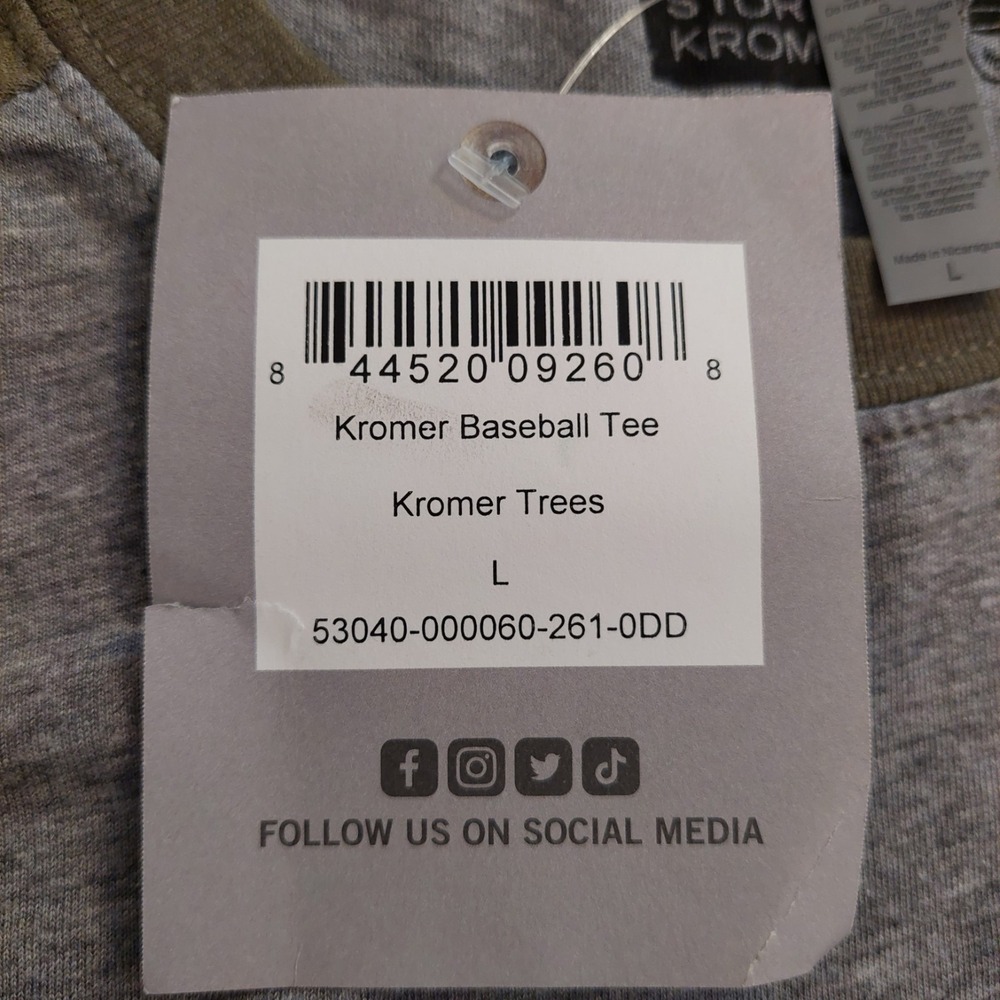 Stormy Kromer Unisex Baseball Tee Gray & Olive Green Cotton/Poly Blend Sz L NEW! - Picture 7 of 10